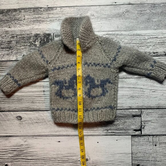 Vintage Chunky Hand Knit Cowichan Sweater Full Zip Cardigan Sweater - Picture 6 of 8